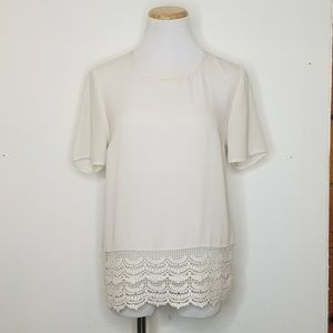 Anthropologie Daniel Rainn Lace Hem Top